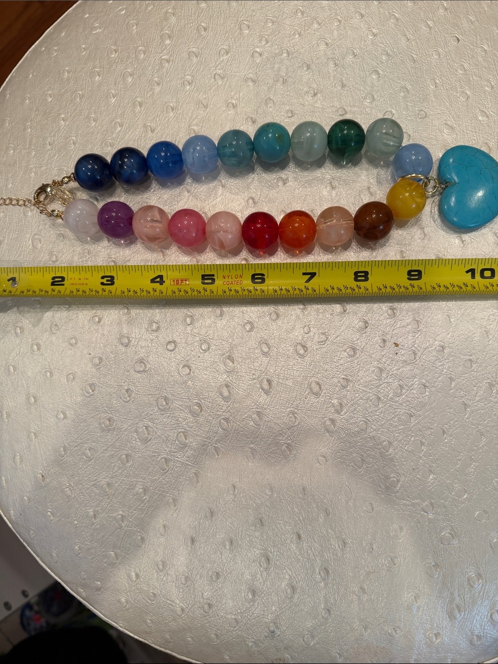 Colorful Beaded Necklace with Turquoise Heart Pendant - Multicolor - Picture 2 of 2